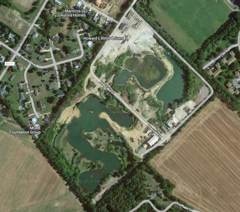 Sales of landscaping materials occur on the southern border of the Ritter borrow pit property on Ritter Lake Drive.